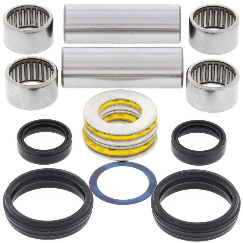 All Balls Racing Yamaha YZ125 swing arm bearing kit with bearings and hardware for models 88-92, shown on a clean background.