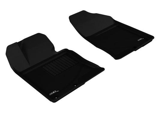 Black 3D MAXpider rubber front floor mat for 2011-2014 Hyundai Sonata and 2015 Sonata Hybrid, durable automotive interior accessory.