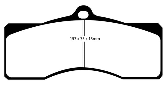 EBC Redstuff performance front brake pads for 1968-69 Chevrolet Camaro first-generation 4.9 engine, shown in image.