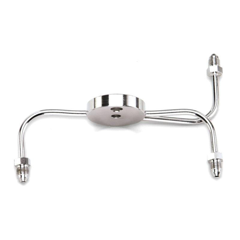 Russell 3AN Front Male Junction Block fitting with narrow glide design and chrome finish, used for automotive or hydraulic connections.
