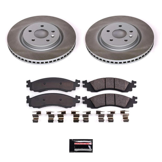 PowerStop Ford Taurus front semi-coated performance brake rotor kit with blank rotors, designed for enhanced braking performance.