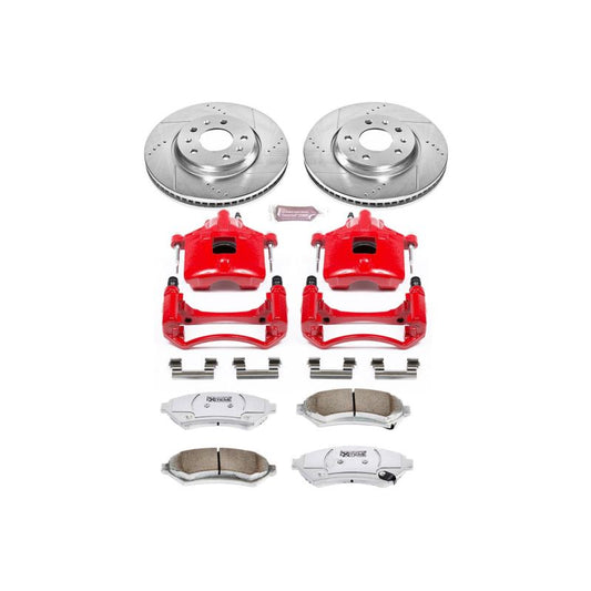 PowerStop front Z26 Street brake kit with calipers for 2003-2004 Cadillac Seville, performance D&S brake system.