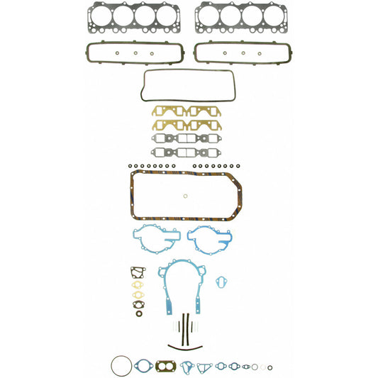 Fel-Pro FS 7922 PT-1 engine gasket set with various gaskets for automotive engine repair, displayed on a plain background.