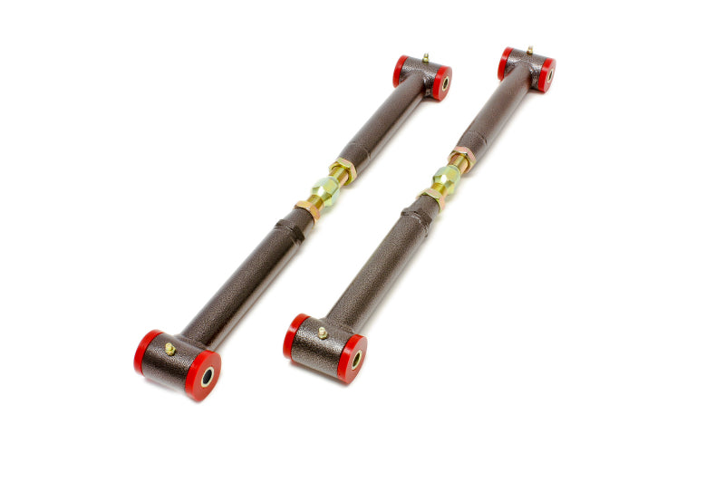 Black hammertone BMR 82-02 3rd Gen F-Body on-car adjustable polyurethane lower control arms for improved suspension performance.