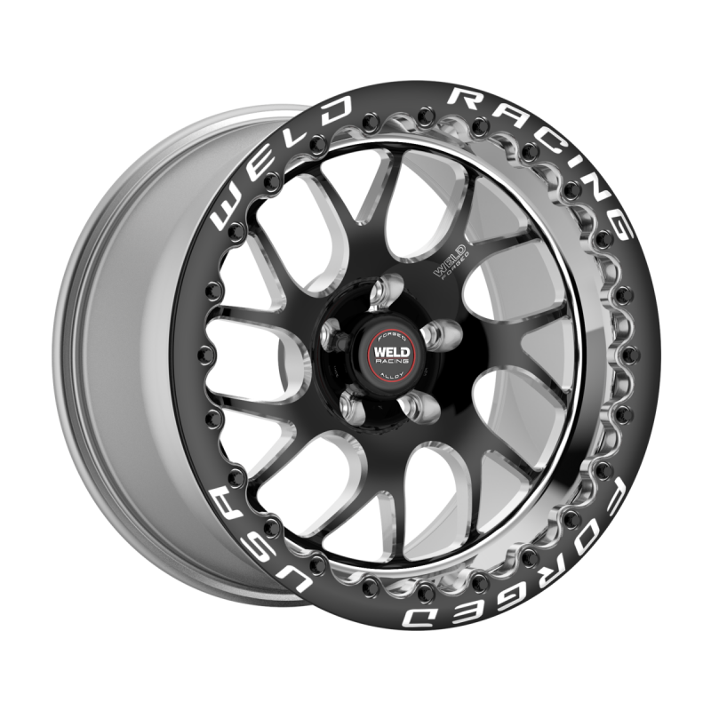 Weld S78 Beadlock forged wheel, 15x10 inches, black center with polished shell, 5x120.65 bolt pattern, rugged design.