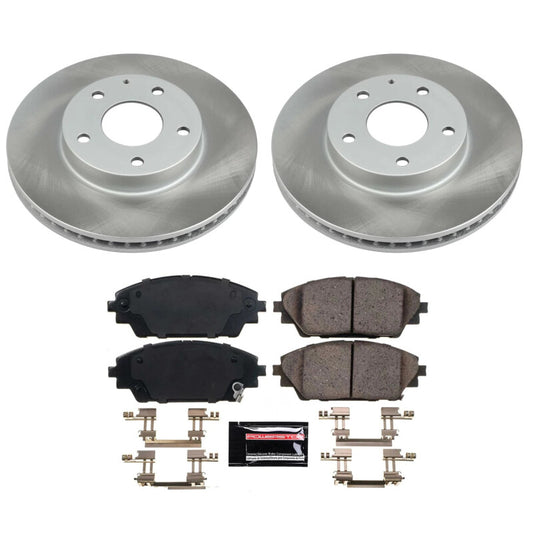 PowerStop performance semi-coated front brake rotor kit for Mazda CX-3 2016-2021, featuring high-quality brake components.