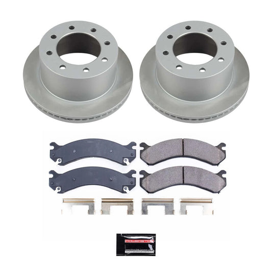 PowerStop rear semi-coated brake rotor kit for GMC Sierra 3500 HD 2007-2010, performance brake components with clean finish.