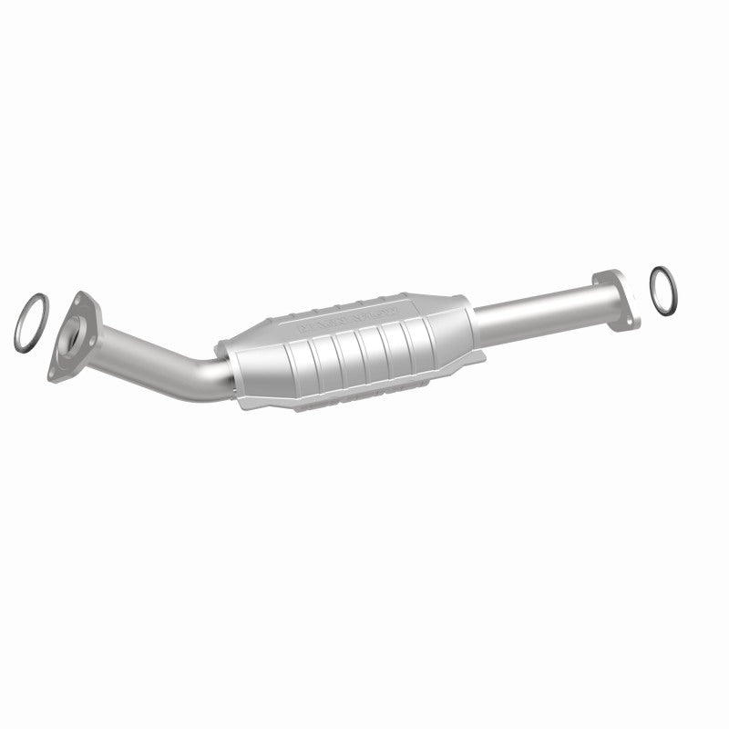 MagnaFlow direct fit catalytic converter for 2003-2004 Toyota Tundra V8 4.7L gas engine, shown installed on vehicle.