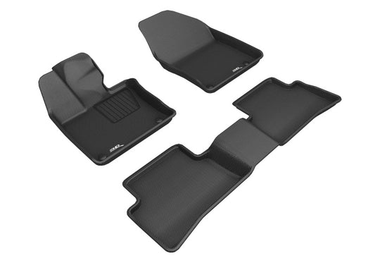 Black 3D MAXpider rubber floor mats for Lexus UX 2019-2020, 1st and 2nd row Kagu floormats, textured and durable.