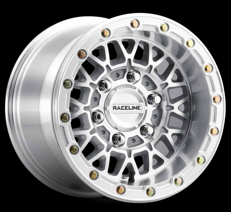 Raceline A15 Omega forged wheel 15x6 inches with 6x139.7 bolt pattern, 74mm offset, machined finish, 78.1mm bore.
