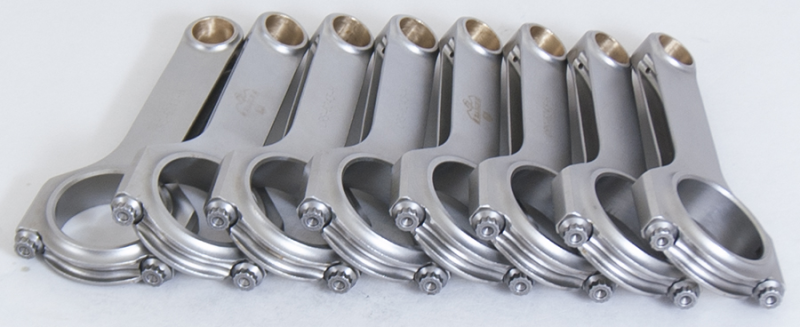Eagle Chrysler Hemi 5.7/6.1L 6.243-inch H-Beam Connecting Rods with .945-inch pins, set of 8, showing metal rods with bearing caps
