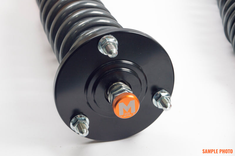 Moton 63-89 Porsche 911 RWD coilovers with springs, showing adjustable shock absorbers and suspension components.