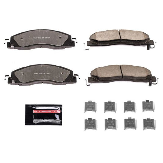 PowerStop Z36 performance front brake pads with hardware for Dodge Ram 2500 2009-2010 truck and tow applications.