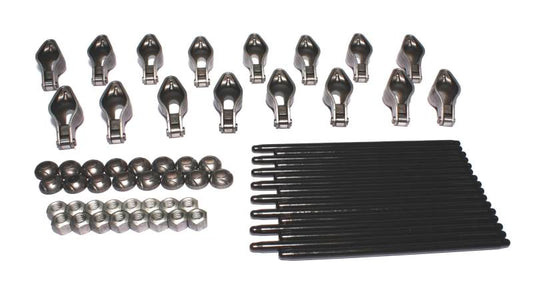 COMP Cams Rocker Arm and Pushrod Kit for high-performance engine, featuring durable rocker arms and precision components.