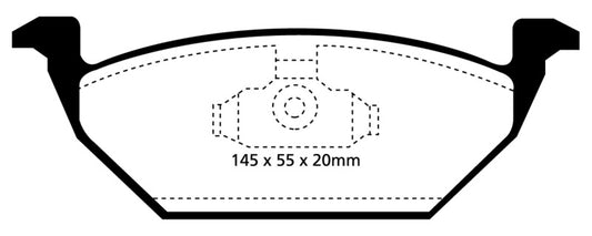 EBC Redstuff front brake pads for 1998-1999 Volkswagen Beetle 2.0, performance brake pads with red friction material