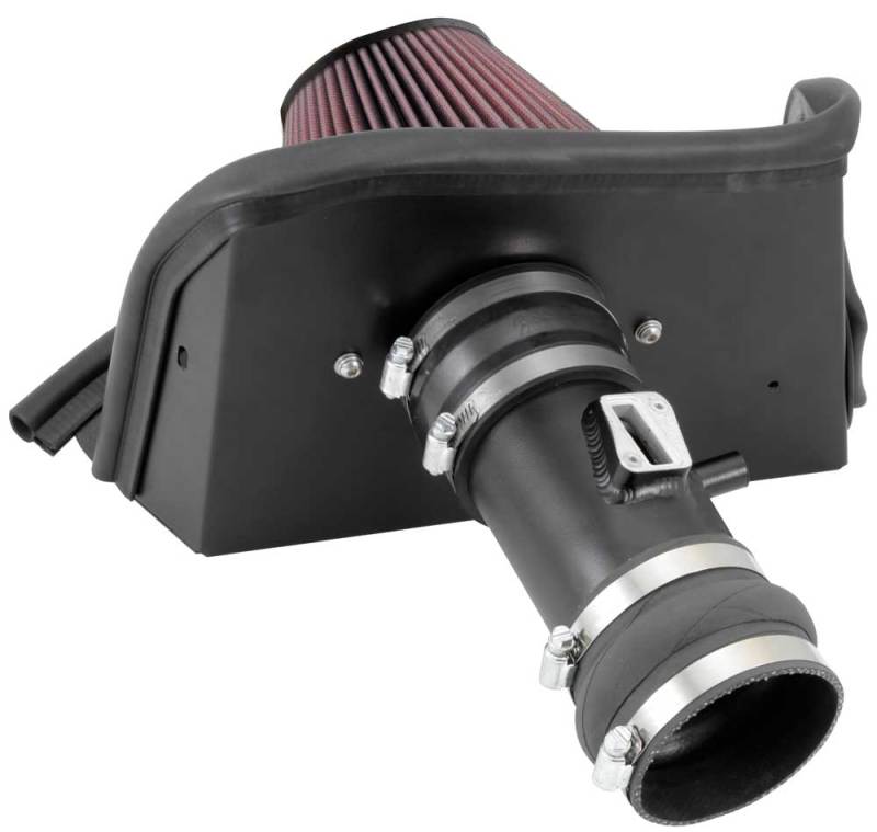 K&N 69 Series Typhoon cold air intake kit for 2013-2014 Nissan Altima and Pathfinder 3.5L V6 engine, showing the intake components.