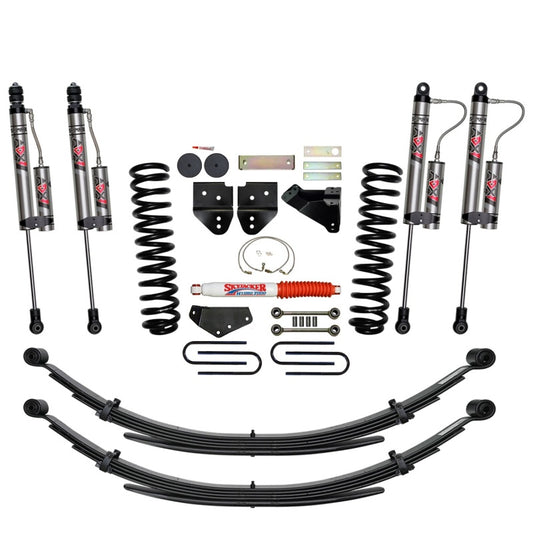 Skyjacker 6-inch lift kit for 2008 Ford F250 4WD gas truck, showing lifted suspension components and frame.