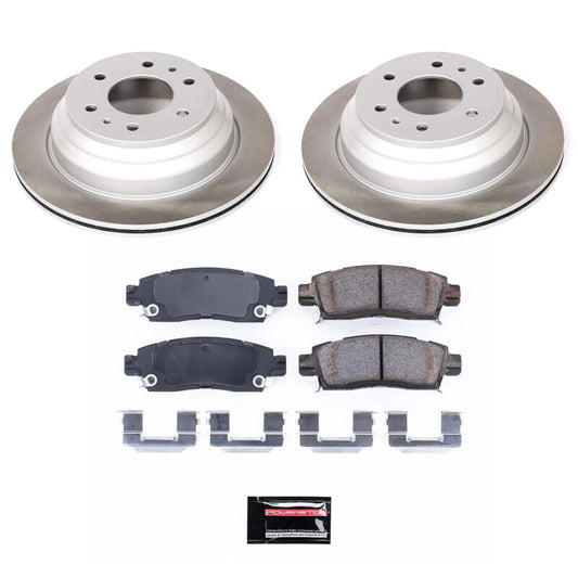 PowerStop rear semi-coated rotor kit for Saab 9-7X 2005-2009, performance brake kit with blank rotors, vehicle braking components