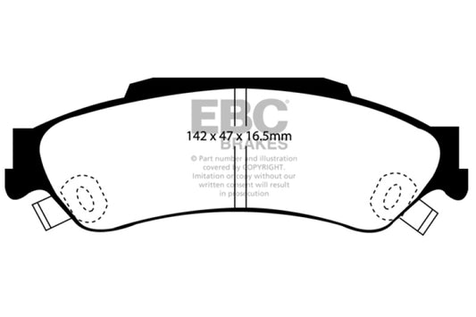 EBC Ultimax2 rear brake pads for Chevrolet Blazer 98-05 4.3 2WD, OE style, with detailed friction surface and metal backing plate