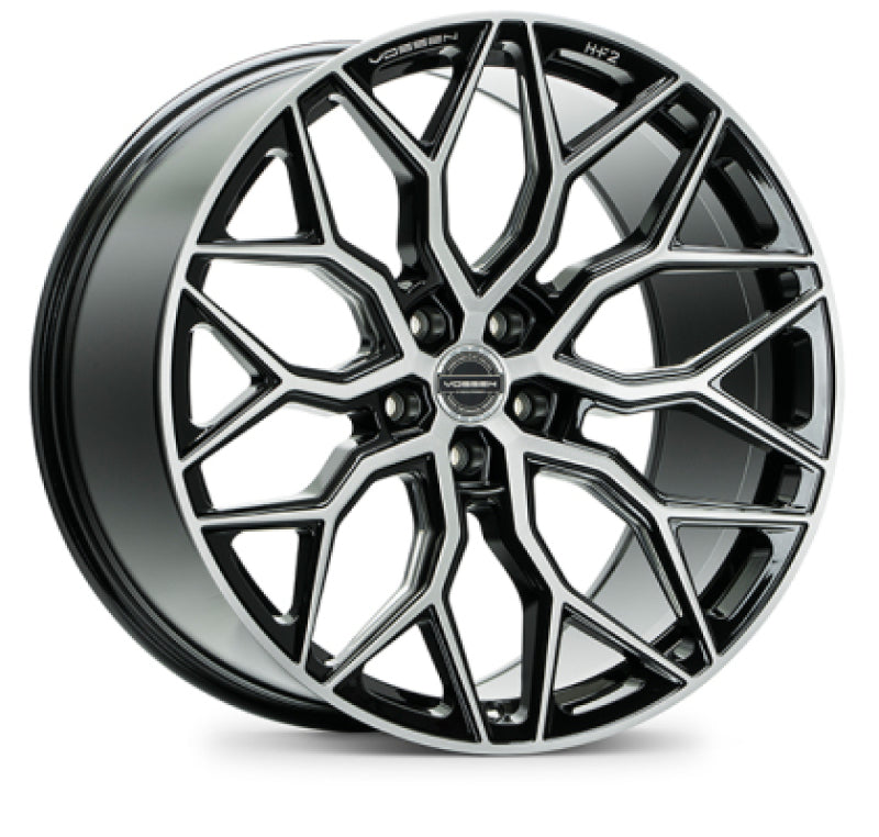 Vossen HF-2 22-inch forged wheel with deep face in brushed gloss black, 5x130 bolt pattern, ET50 offset, and 71.6mm center bore