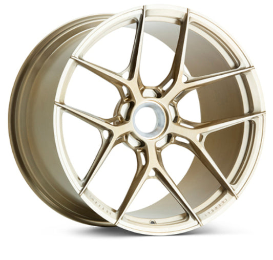 Vossen Forged S21-01 21-inch gold wheels for Carrera 992.1 4S/GTS rear, 11.5-inch width, ET54, 5x130 bolt pattern, brush patina finish.
