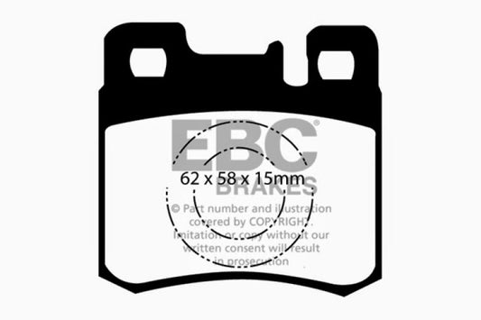 EBC Ultimax2 rear brake pads for Mercedes-Benz E300 TD 3.0 TD, OE quality brake pads with metal backing plates.