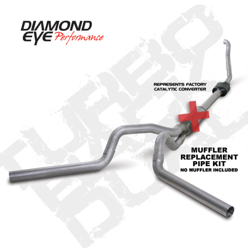 Diamond Eye Turbo Back Exhaust Pipe for 94-97 Ford F250/F350 PowerStroke 5.7L, dual aluminum replacement pipe.