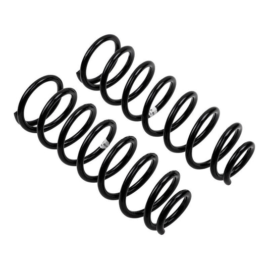 Old Man Emu ARB/OEM coilover front coil spring for 80 Med vehicle, showing a close-up of the coil spring in black.