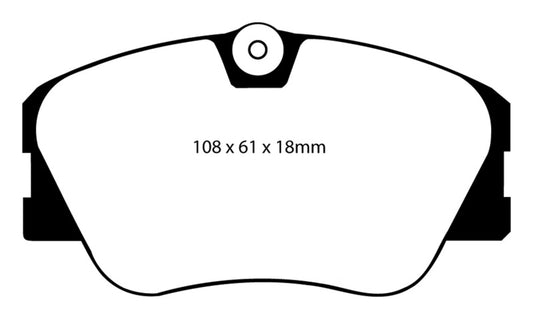 EBC Redstuff front brake pads for Mercedes-Benz 190/190E 2.3 16v, high-performance brake pads with red friction material.