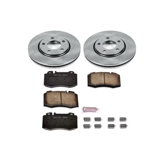 PowerStop OE front brake kit for Chrysler Town & Country 2003-2007, includes brake pads and rotors for reliable stopping power.