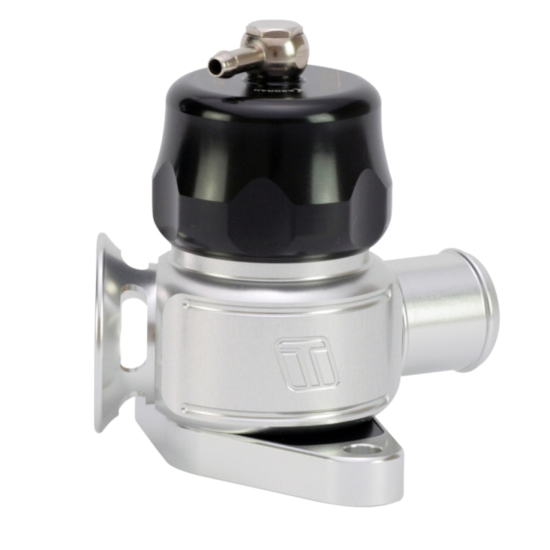 Black Turbosmart BOV Dual Port for Nissan, a forced induction blow-off valve with dual ports and sleek design.