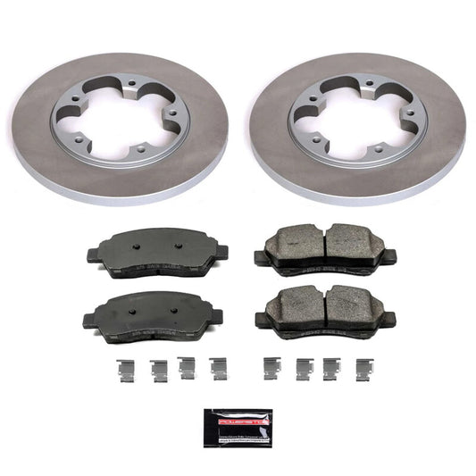 PowerStop rear semi-coated rotor kit for Ford Transit-350 2015-2019, performance brake components with clean, durable finish.