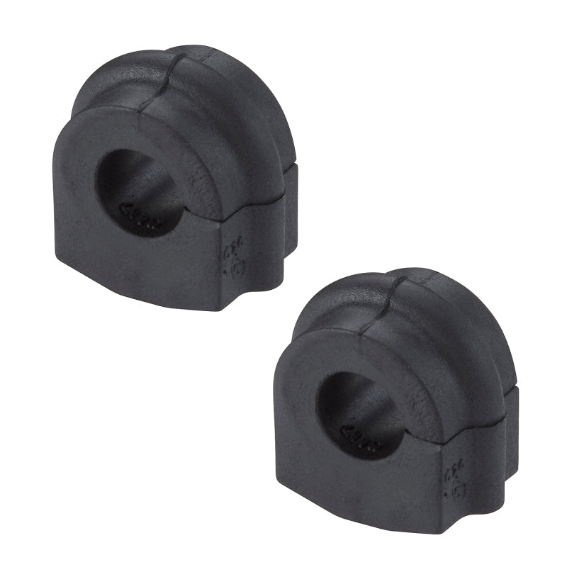 Moog Nissan Altima rear sway bar bushing, automotive suspension part, close-up view of the black rubber bushing for rear frame mounting.