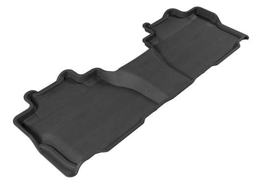 Black 3D MAXpider rubber floor mats for second row of Toyota Sequoia (2008-2020) models, featuring durable, custom-fit design.