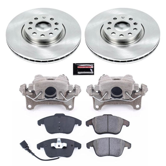 PowerStop OE front brake kit with calipers for 2015-2018 Audi Q3, includes brake rotors and calipers for enhanced stopping power