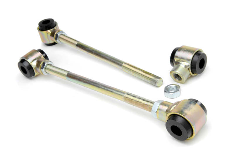 Rear JKS Manufacturing Jeep Wrangler TJ/LJ adjustable sway bar endlinks for improved stability and suspension performance.