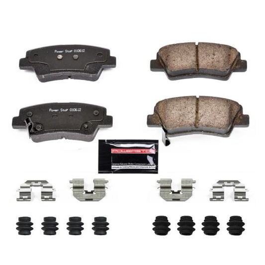 PowerStop Z23 Evolution Sport brake pads with hardware for rear of 2012-2019 Hyundai Accent, high-performance brake components