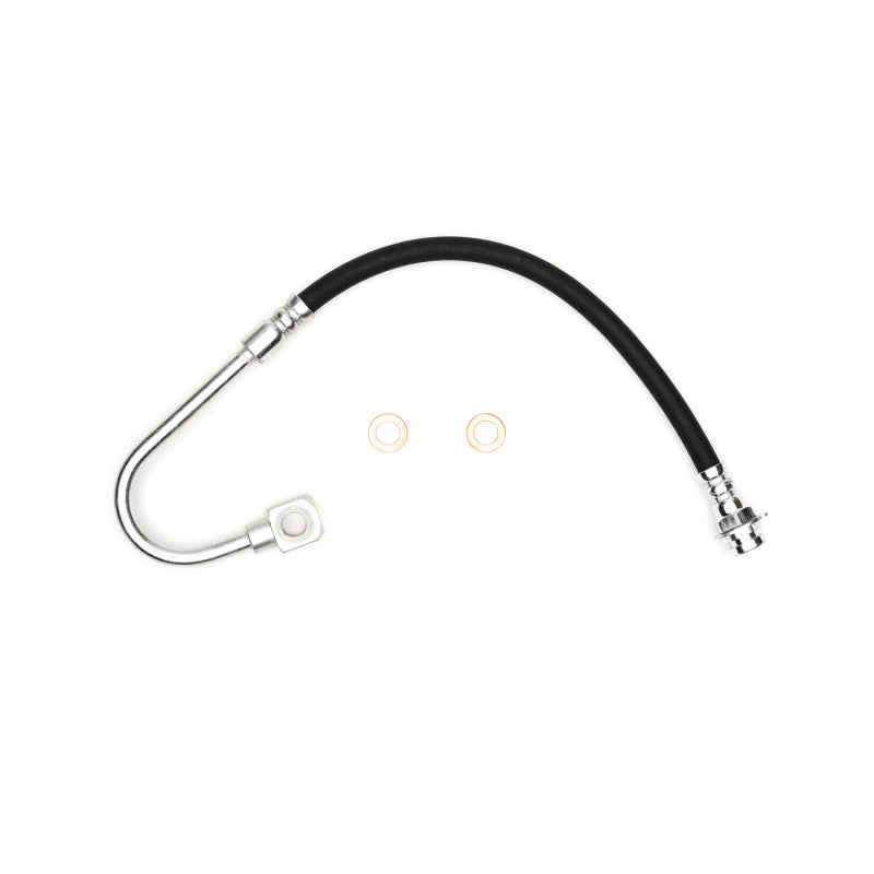 DFC 88-88 Pontiac Fiero rear-left brake hose from brake line kit, showing the flexible rubber brake line with fittings.