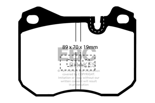 EBC Greenstuff front brake pads for Porsche 924 2.0 Turbo, high-performance brake pads with green friction material.