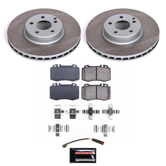 PowerStop Mercedes-Benz CLS550 front semi-coated brake rotor kit with performance blank brake rotors installed