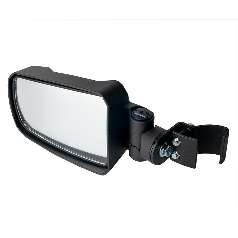 Seizmik 13+ sideview mirror pair for Can Am, John Deere, Polaris Pursuit with pro-fit clamp, showing the mirror assembly and mounting hardware.