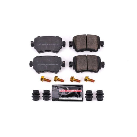 PowerStop Z23 Evolution Sport rear brake pads for 2016-2018 Audi Q3 with hardware, performance brake component.
