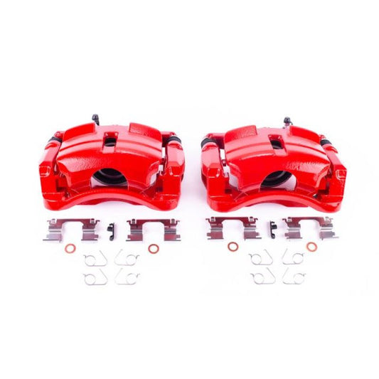 PowerStop red front brake calipers with brackets for 2014-2018 Nissan Rogue, performance brake caliper pair.