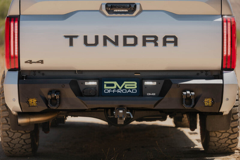Steel rear bumper for Toyota Tundra by DV8 Offroad, part of the Spec Series, showcasing rugged off-road durability and steel construction.