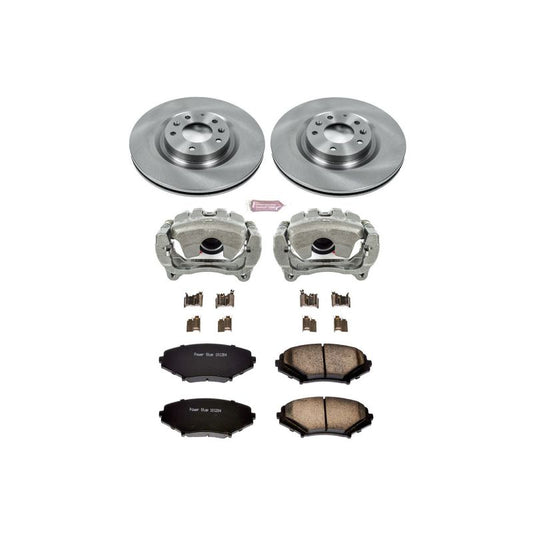 PowerStop OE front brake kit with calipers for Mazda RX-8, including brake rotors and hardware, designed for optimal stopping power.