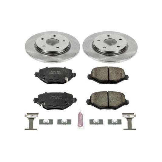 PowerStop rear Autospecialty brake kit for 2012-2016 Chrysler Town & Country, includes brake rotors and pads.