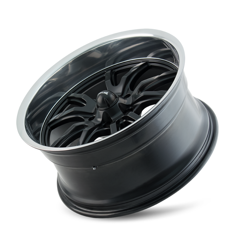 Ridler 650 matte black and polished 20x10 cast wheel with 5x127 bolt pattern, 0mm offset, and 83.82mm hub for vehicles