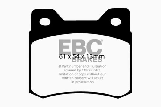 EBC Ultimax2 rear brake pads for Mercedes-Benz 190/190E 2.3, OE type, showing the brake pad set with metal backing plates.