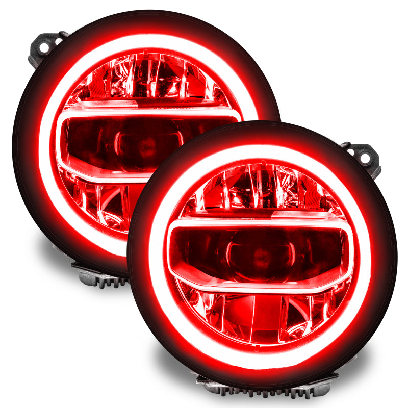 Oracle Lighting RGB+W Headlight DRL Upgrade Kit for Jeep Wrangler JL and Gladiator JT, featuring ColorSHIFT LED headlights with dynamic lighting.