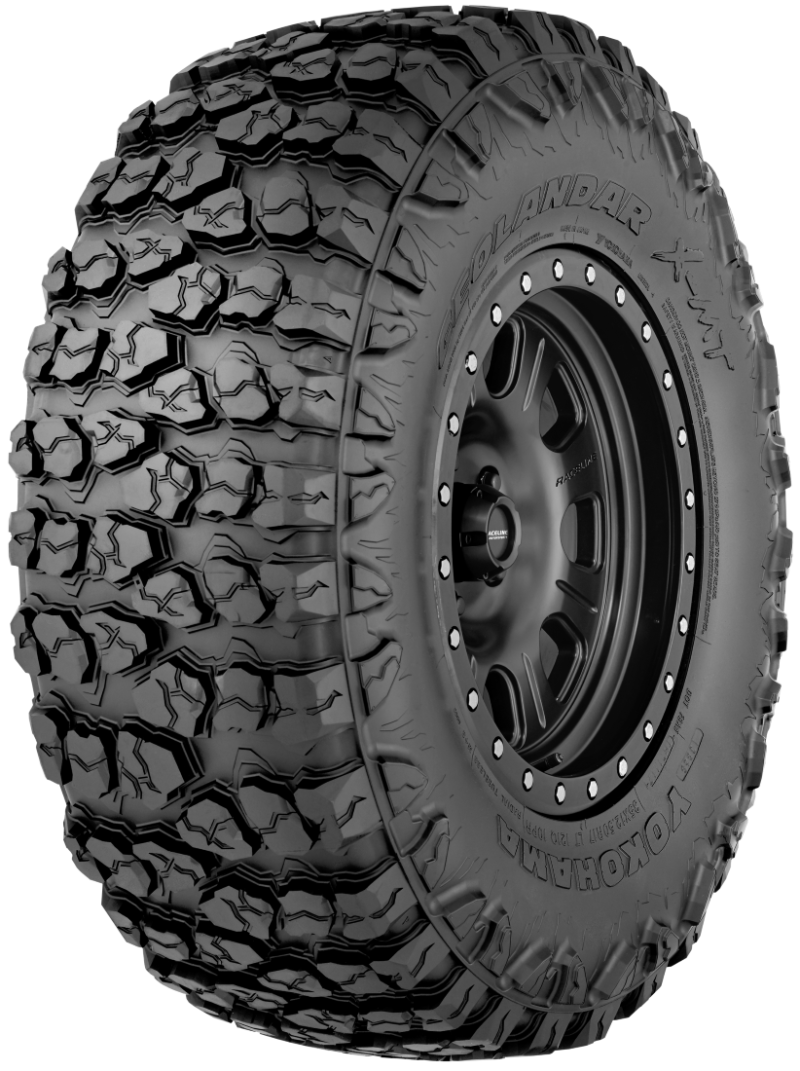 Yokohama Geolandar X-MT 38x13.50R24 off-road UTV tire with aggressive tread pattern and sidewall details.